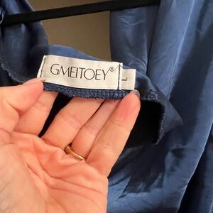 GMEITOEY Blue Satin Dress